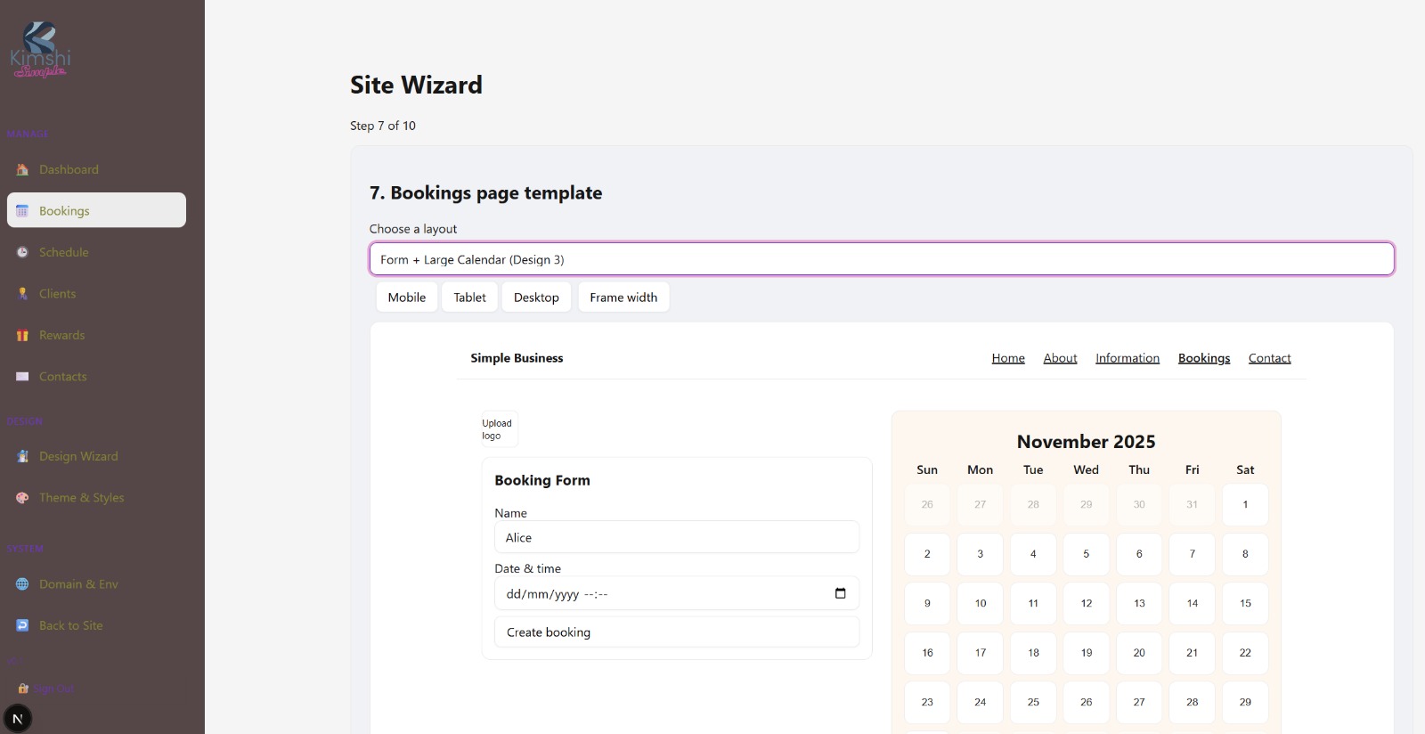 Admin interface screenshot